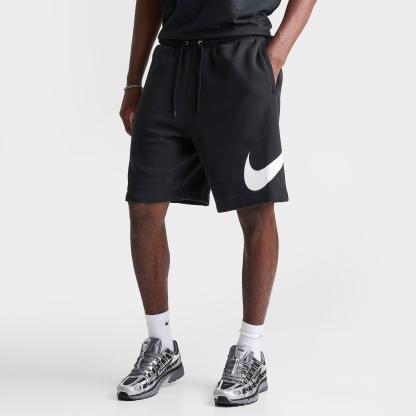 Men's Nithtke Club Fleece Swoosh Graphic Shorts - Black/Black/White
