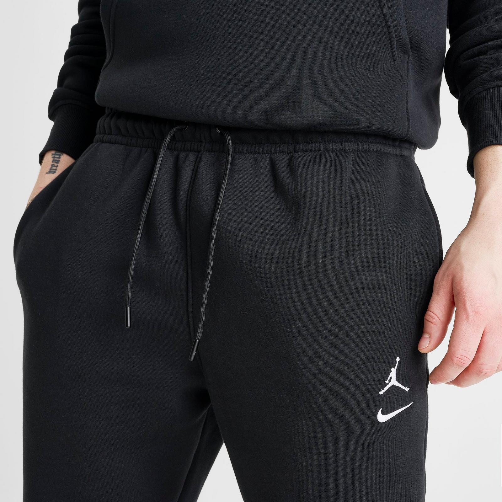 Men's Jordan Swoosh Brooklyn Fleece Jogger Pants - Black/White - view 5