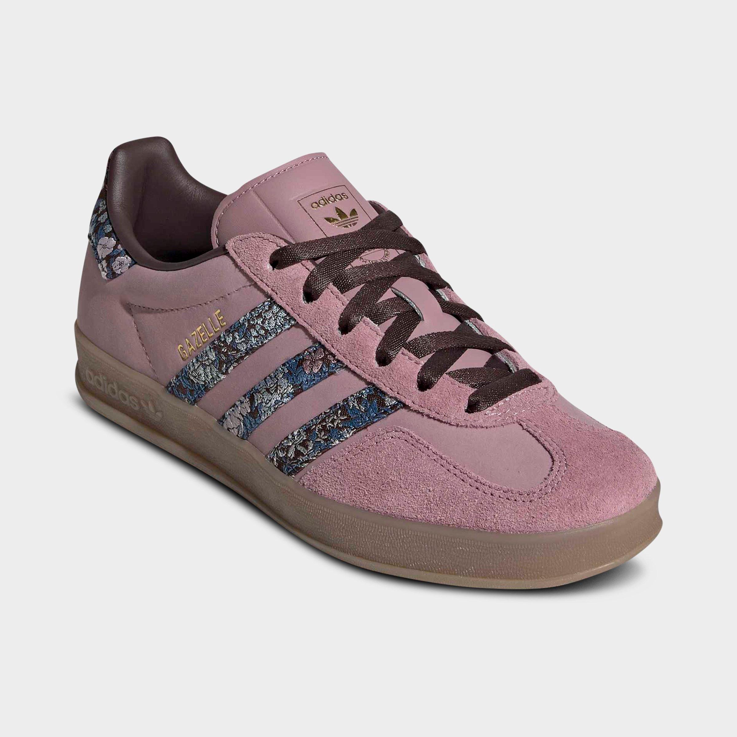 Women's adidas Originals Gazelle Indoor Casual Shoes - Magic Mauve/Aurora Coffee/Gum - Both shoes facing left