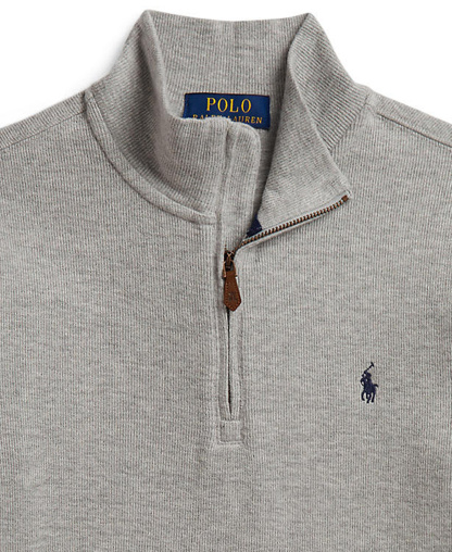 Polo Ralph Lauren Boys' 8-20 Estate Rib Quarter-Zip Sweater - Andover Heather