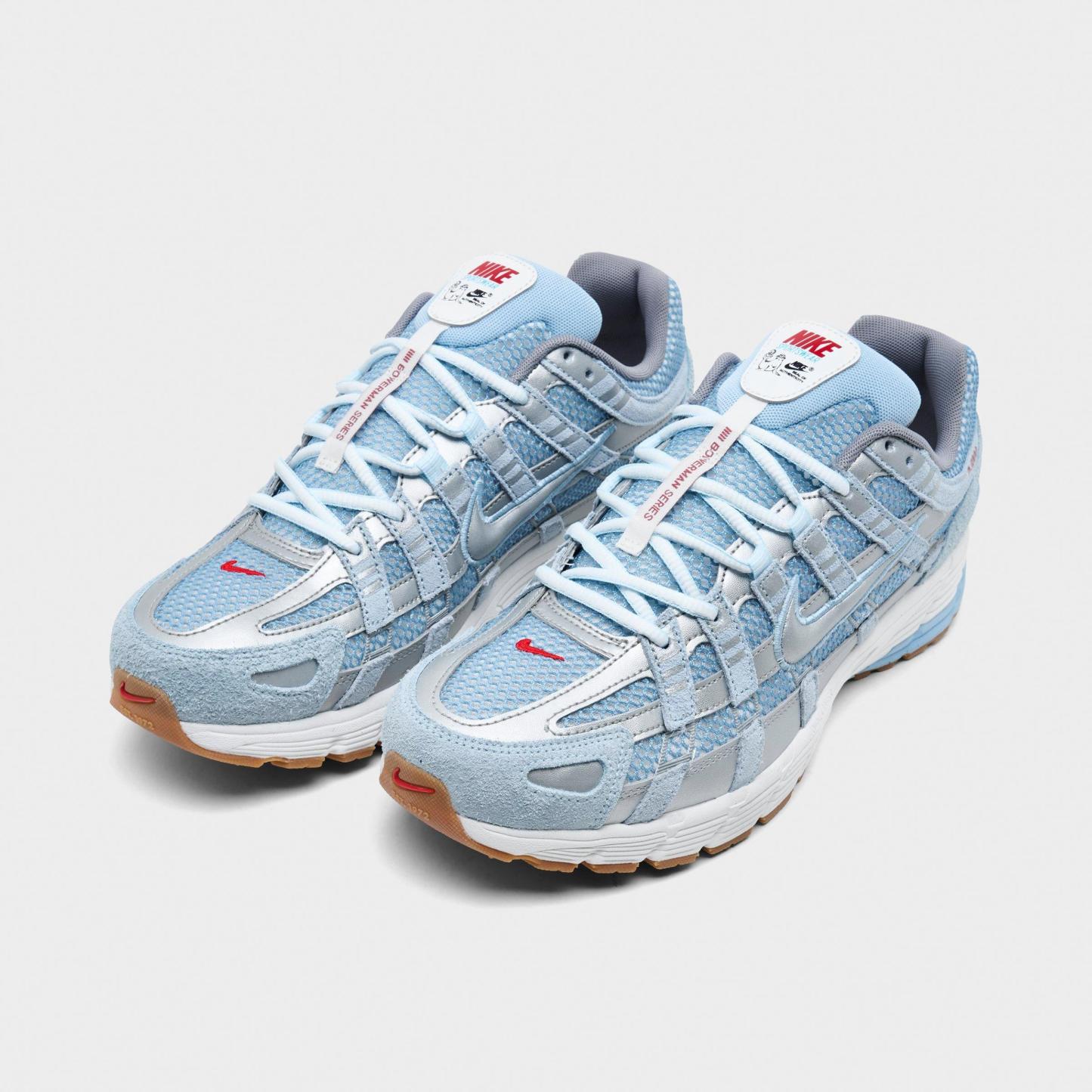 Men's Nithtke P-6000 Casual Shoes - Part 1 - Soft Blue/Metallic Silver/Summit White - Both shoes facing left