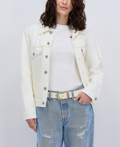 Levi's Women's Double Metal Loop Leather Belt - White