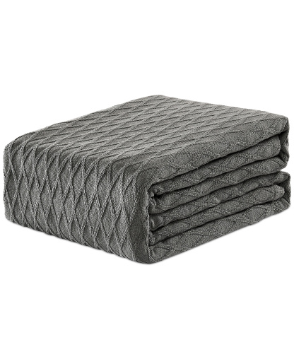 Lauren Ralph Lauren Classic Cotton Blanket, Twin - Charcoal Grey