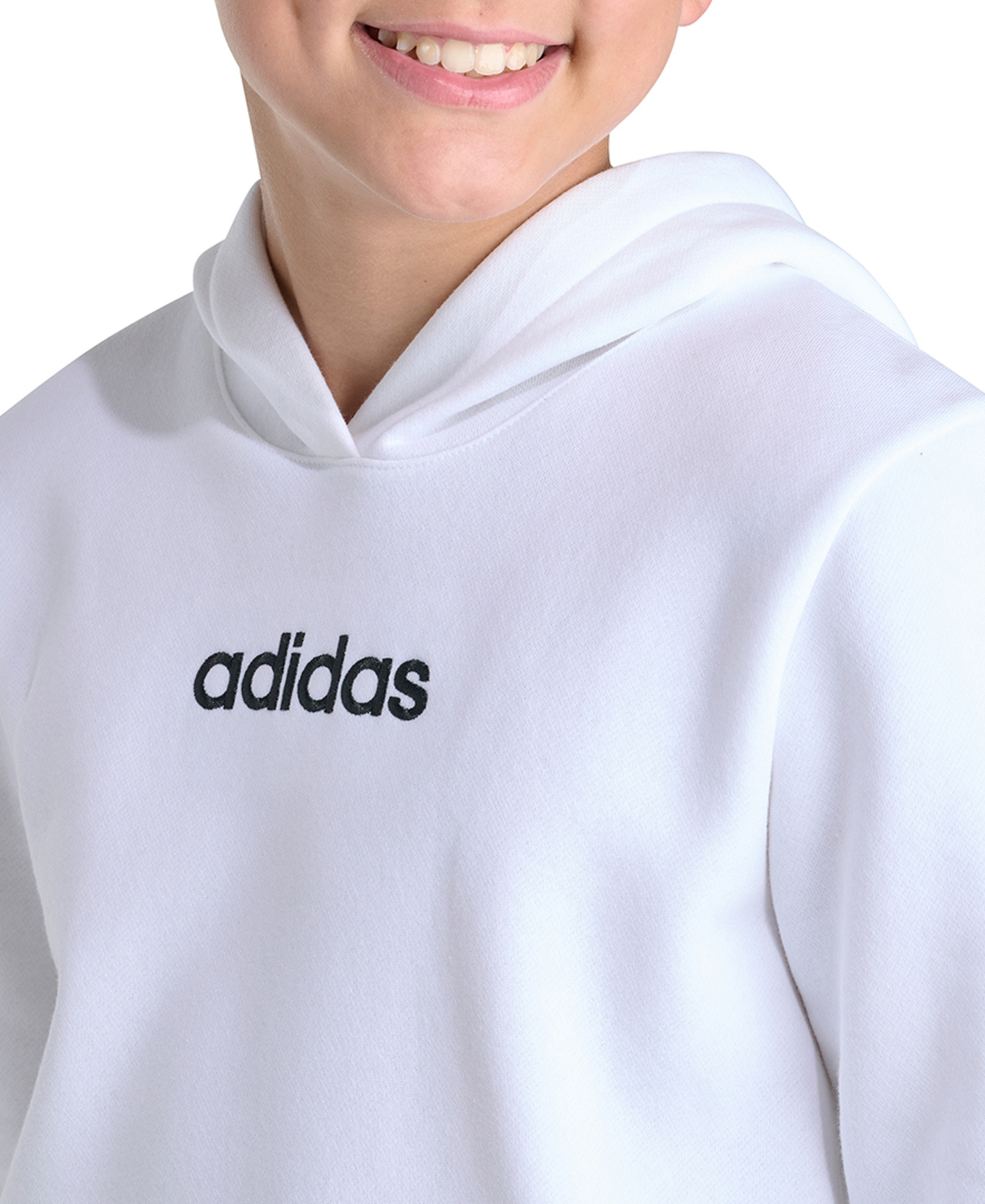 adidas Boys' 8-20 Long-Sleeve Essential Linear Hooded Sweatshirt - White