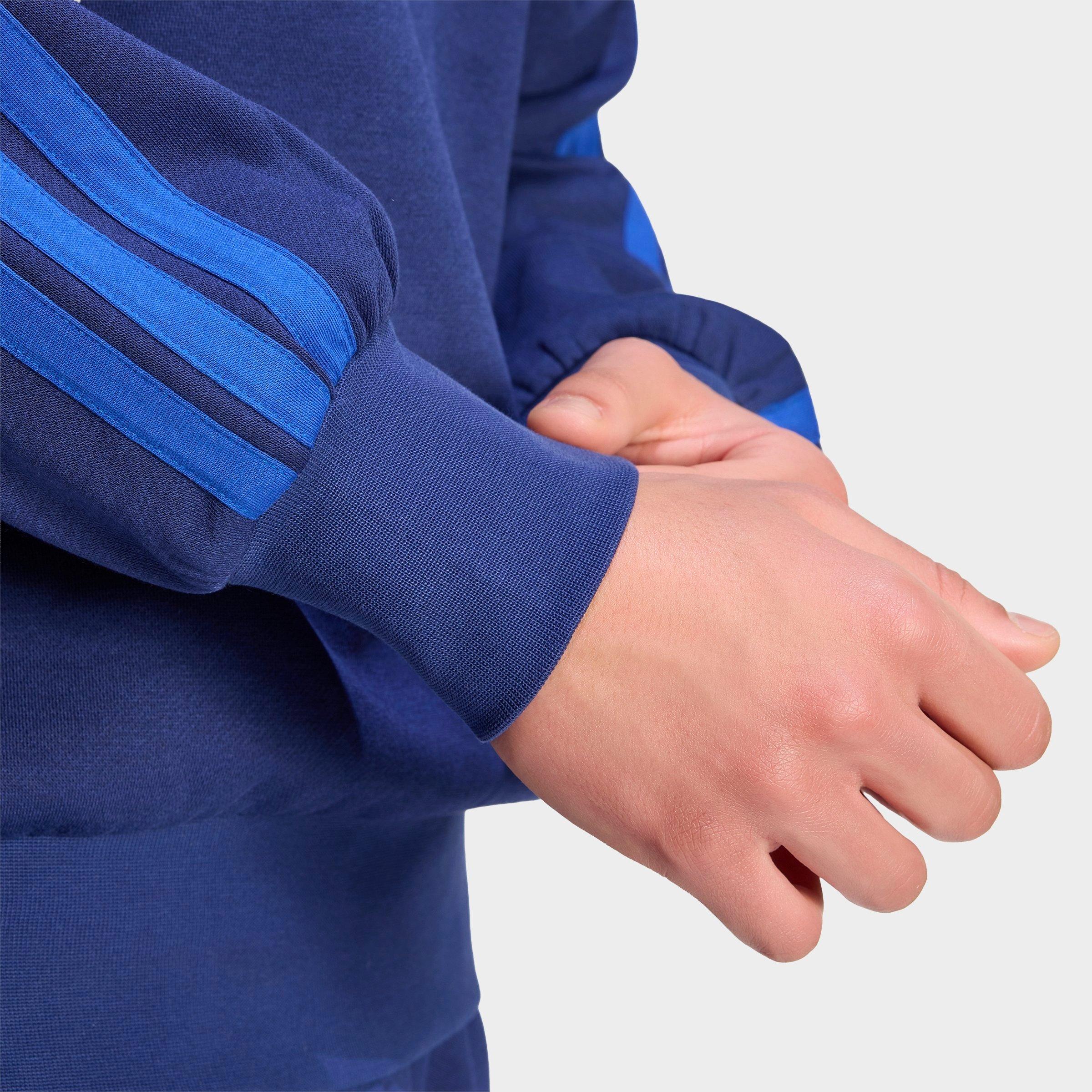 Men's adidas Essentials 3-Stripes Fleece Crewneck Sweatshirt - Dark Blue/Team Royal Blue