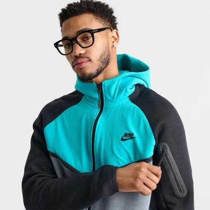 Men's Nike Tech Fleece Windrunner Full-Zip Jacket - Cool Grey/Dusty Cactus/Black/Black