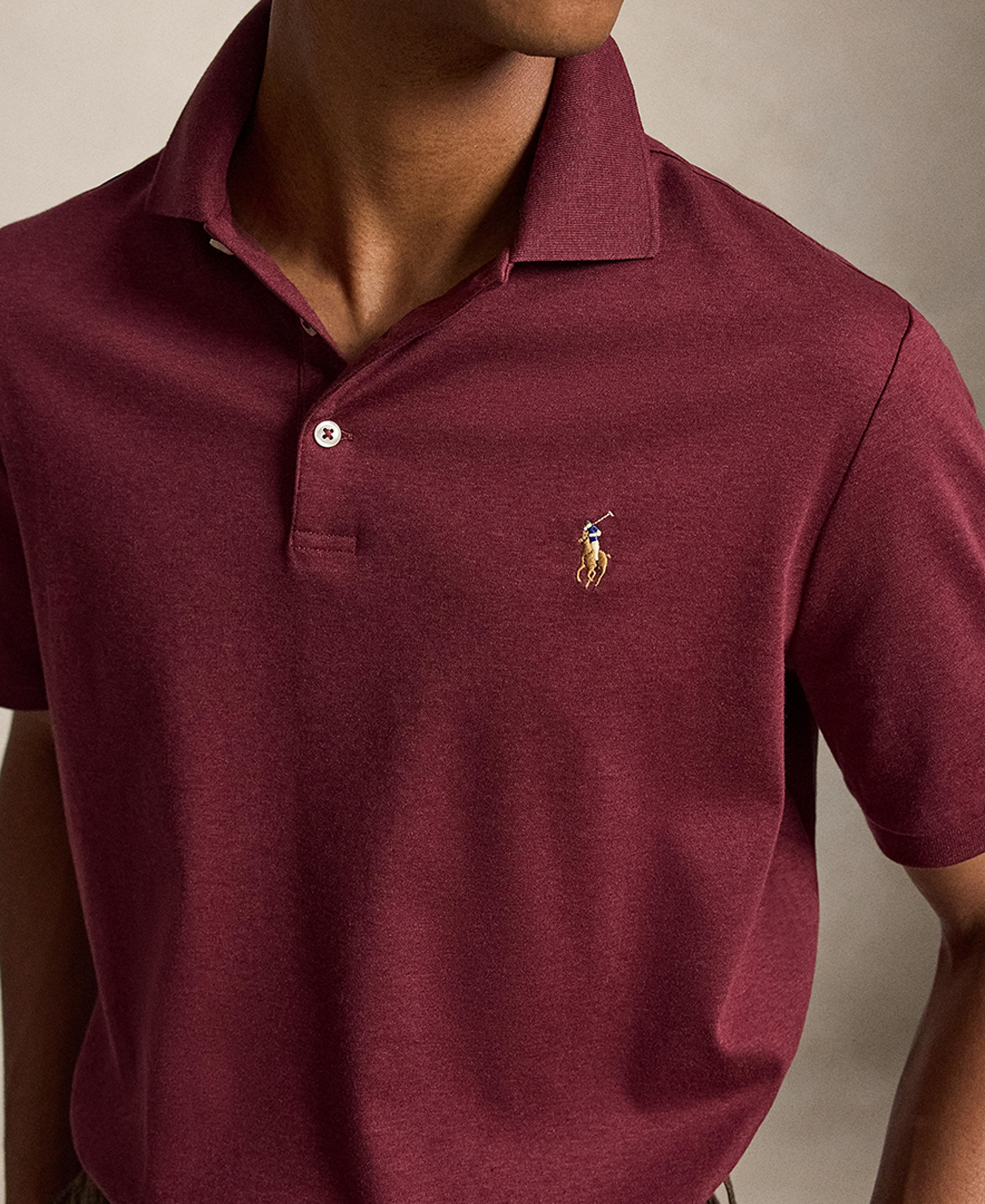 Polo Ralph Lauren Men’s Slim-Fit Soft Cotton Polo Shirt - Spring Wine Heather