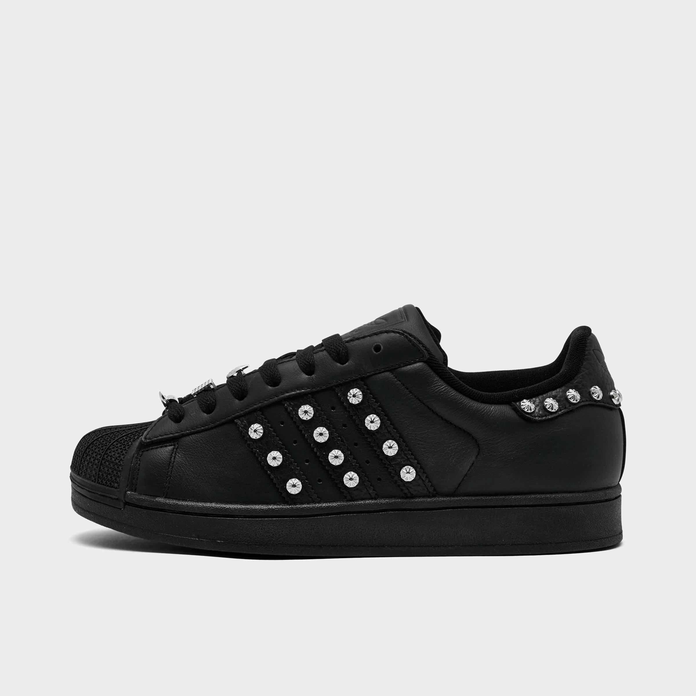 Men's adidas Originals Superstar II Casual Shoes - Part 1 - Core Black/Core Black/Silver Metallic - Left shoe facing left. Outside of the shoe.