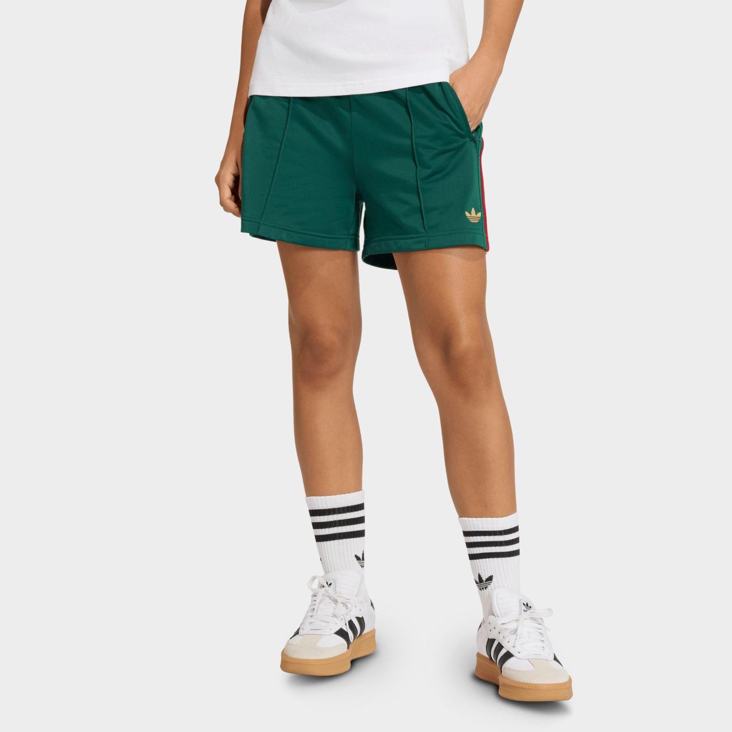 Women's adidas Originals Firebird Classic Shorts - Team Dark Green/Bold Green/White/Better Scarlet