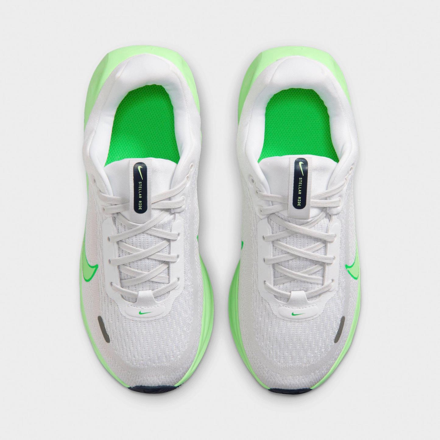 Big Kids' Nithtke Stellar Ride Running Shoes - White/Photon Dust/Green Spark/Illusion Green - Top view