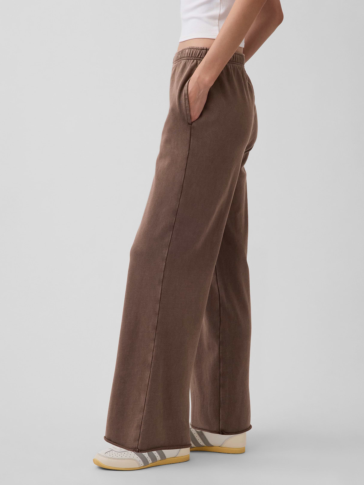Mid Rise VintageSoft Terry Loose Sweatpants - Brown