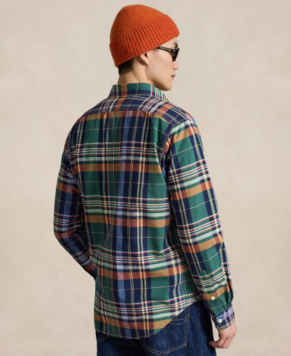 Polo Ralph Lauren Men's Classic-Fit Plaid Brushed Oxford Shirt - Green Orange Multi
