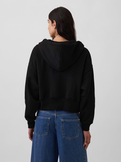 VintageSoft Wedge Zip Hoodie - True black