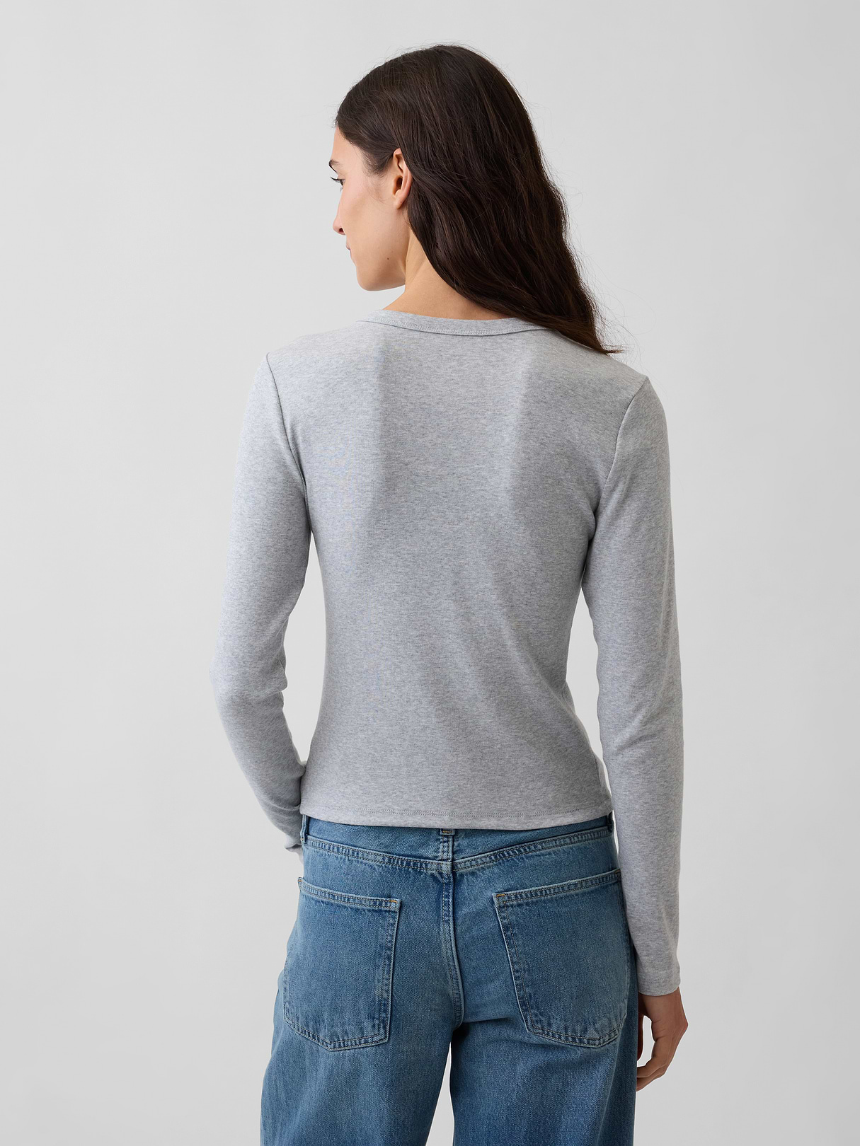 Modern Crewneck Cardigan - Light heather grey