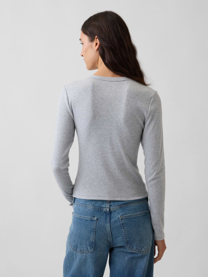Modern Crewneck Cardigan - Light heather grey