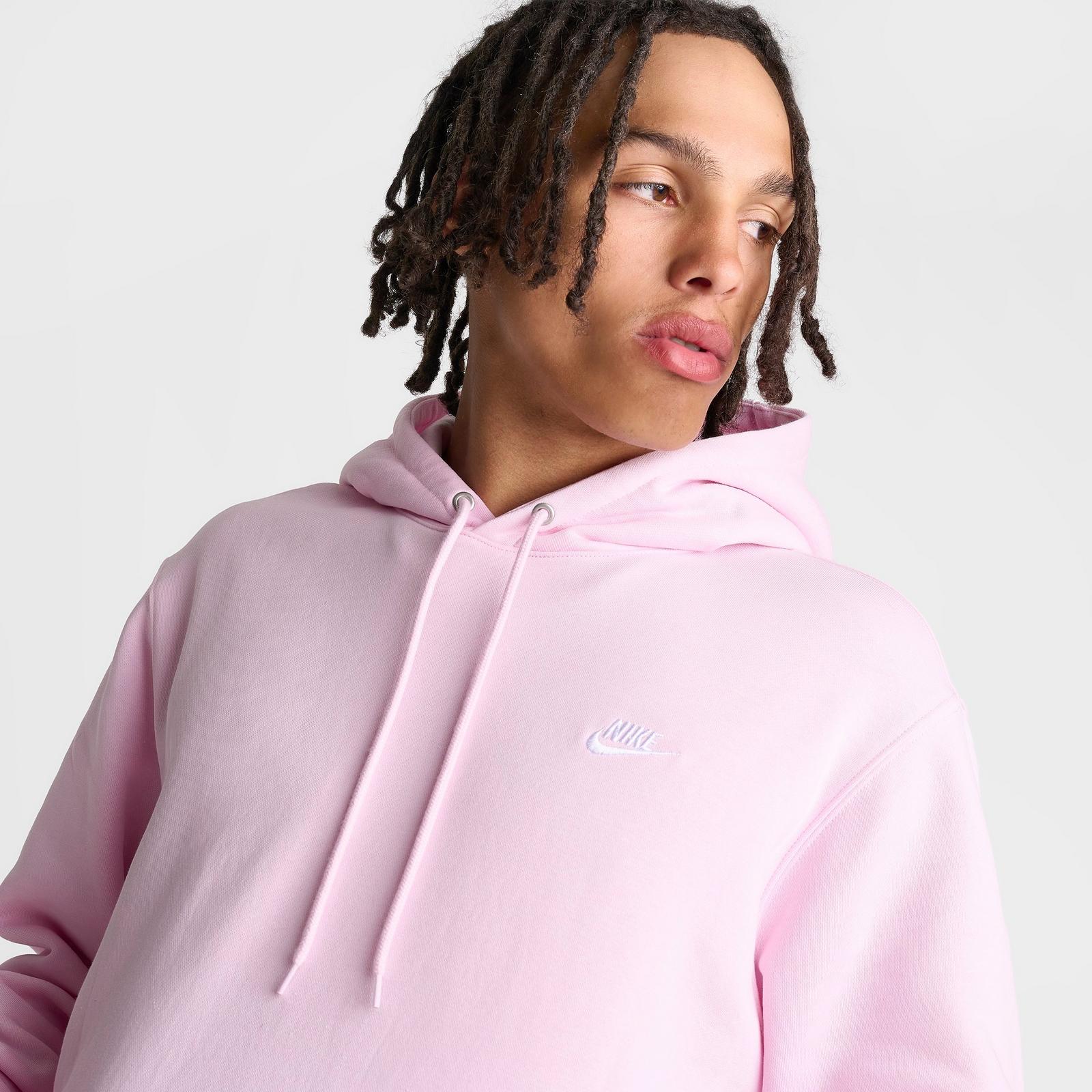 Men's Nike Club Fleece Premium Embroidered Pullover Hoodie - Pink Foam/Pink Foam