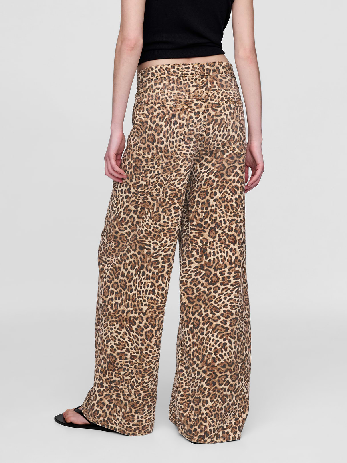 Mid Rise UltraSoft Baggy Jeans - Leopard brown