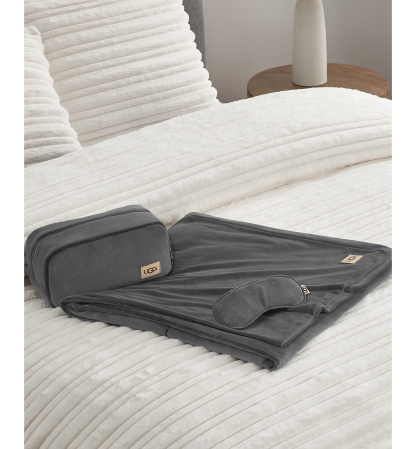 UGG® Raegan 3-Piece Throw, Eye Mask and Case Gift Set - Charcoal
