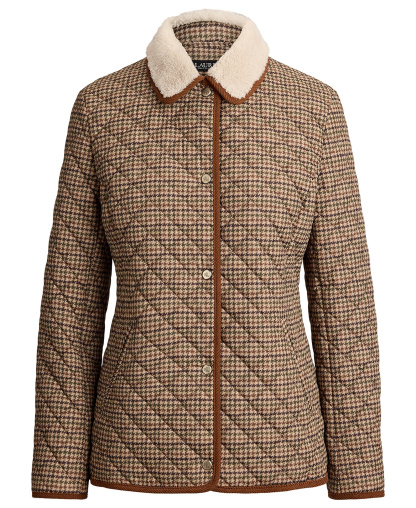 Lauren Ralph Lauren Women's Faux-Sherpa-Collar Quilted Coat, Created for Macy's - Loden Check