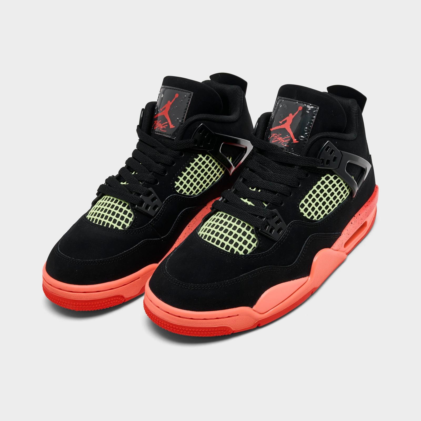 Big Kids' Air Jordan Retro 4 Basketball Shoes - Black/Infrared 23/Bright Mango - view 2