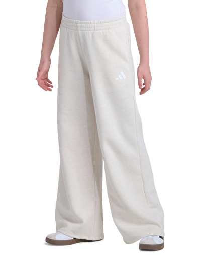 adidas Girls' 7-16 Elastic Waistband Wide Leg Heather Pants - Oatmeal Heather
