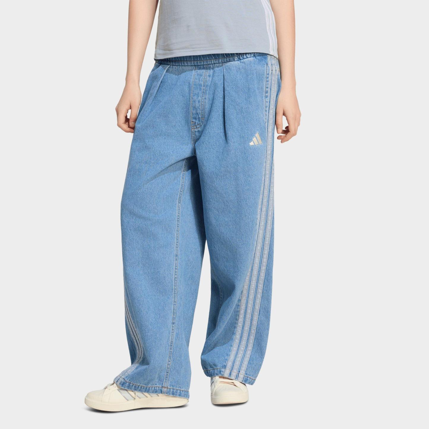 Women's adidas Originals Stadium Washed Loose Denim Pants - Crystal Sky
