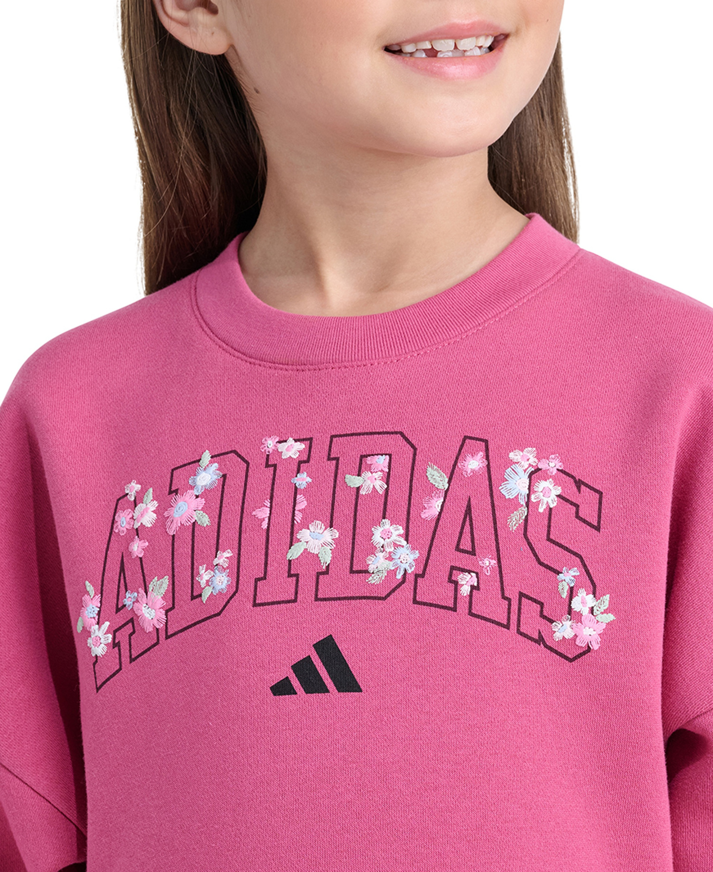 adidas Girls' 2T-6X Long-Sleeve Sweatshirt and Pants, 2-Piece Set - Dual Magenta/Black