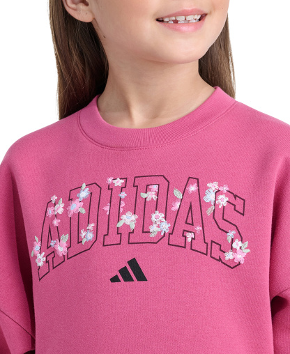adidas Girls' 2T-6X Long-Sleeve Sweatshirt and Pants, 2-Piece Set - Dual Magenta/Black
