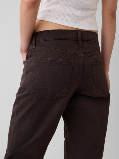 Mid Rise Straight Taper Jeans - Dark brown