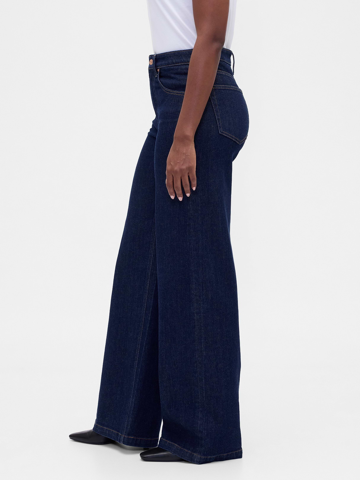 Curvy High Rise Stride Wide-Leg Jeans - Dark indigo