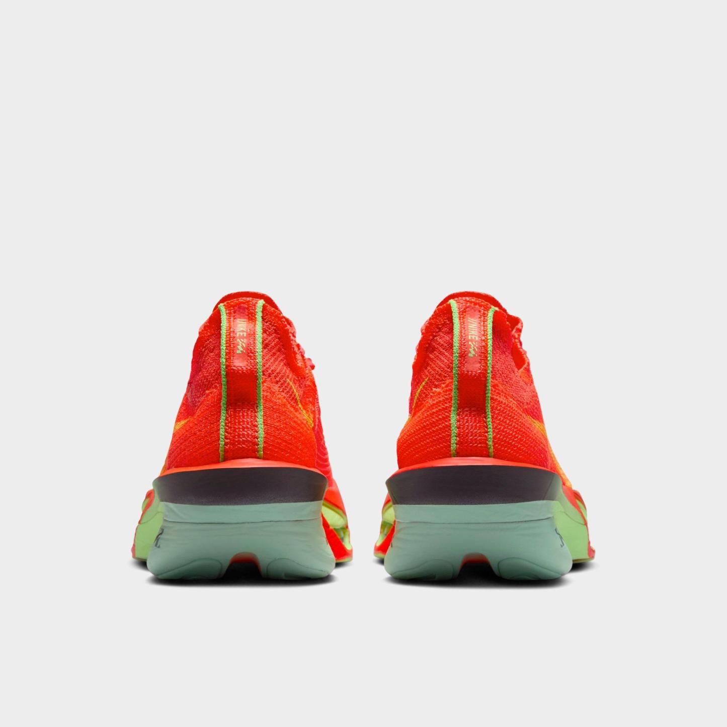 Women's Nithtke Air Zoom Alphafly 3 Running Shoes - Bright Crimson/Cave Purple/Lime Blast/Mint Foam - Back view