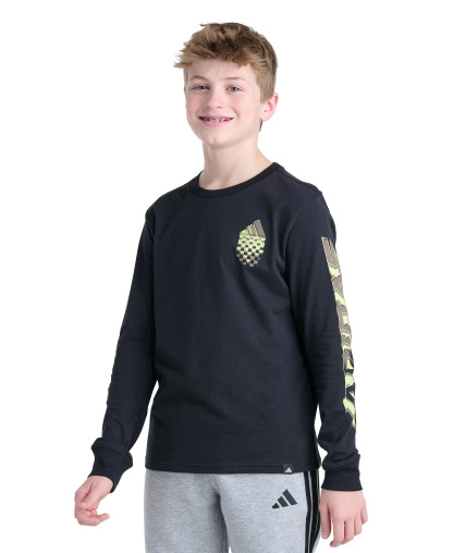 adidas Boys' 8-20 Long-Sleeve Built for Speed T-Shirt - Black w/Multi