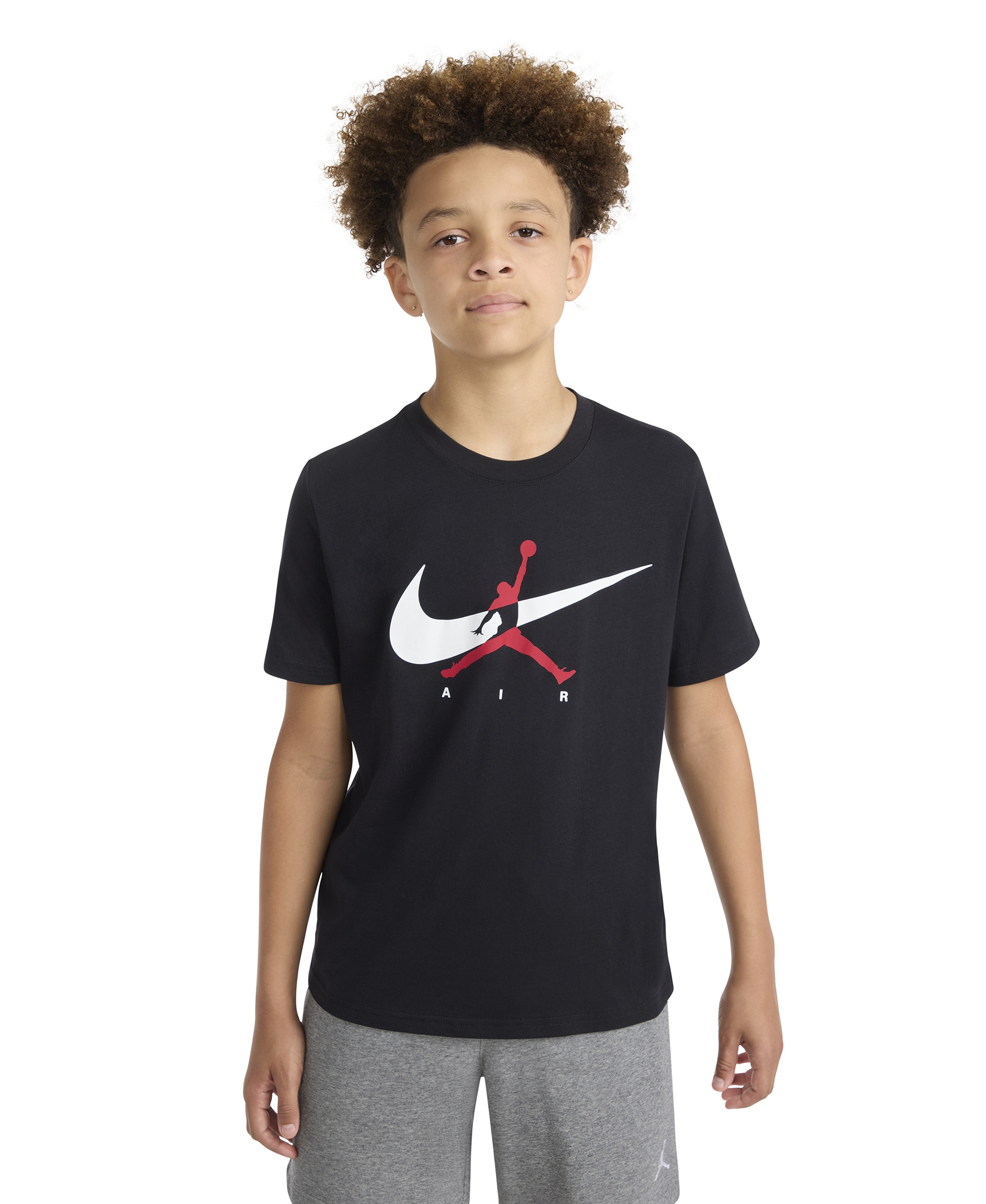 Jordan Boys' 8-20 Jumpman Swoosh Logo Crewneck T-Shirt - Black
