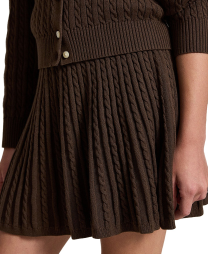 Polo Ralph Lauren Girls' 7-16 Polo Cardigan Sweater and Skirt, 2-Piece Set - Nutmeg Brown