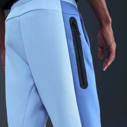 Nike Tech Men's Colour-Block Open-Hem Fleece Trousers - Aluminium/Comet Blue/Black