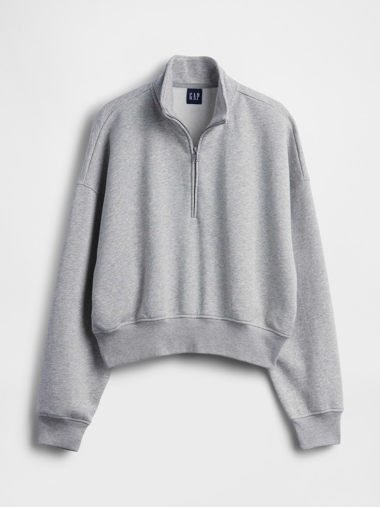 VintageSoft Oversized Half-Zip Wedge Pullover - Heather grey