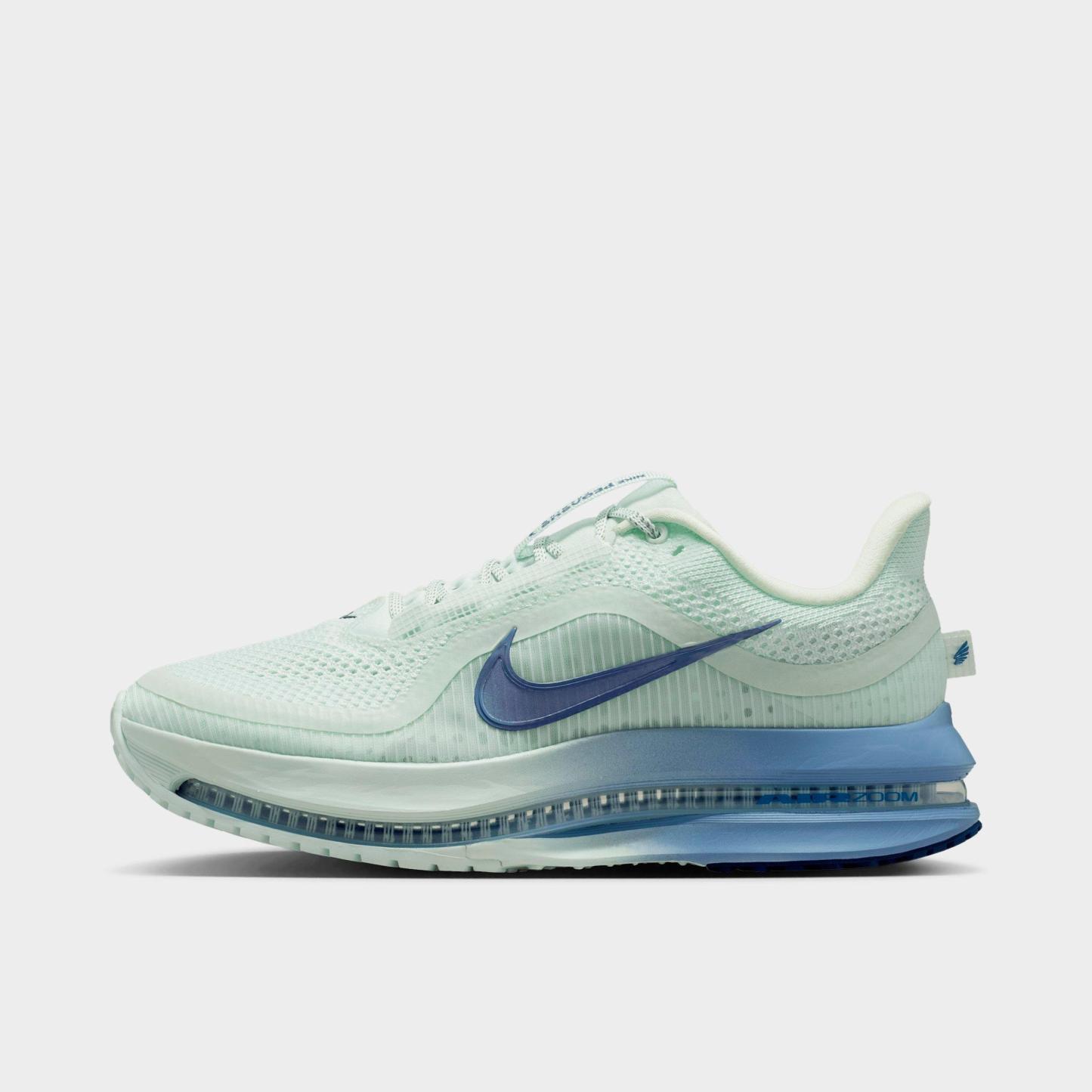 Women's Nithtke Pegasus Premium Running Shoes - Part 1 - Barely Green/Work Blue/Football Grey/Blue Void - Left shoe facing left. Outside of the shoe.