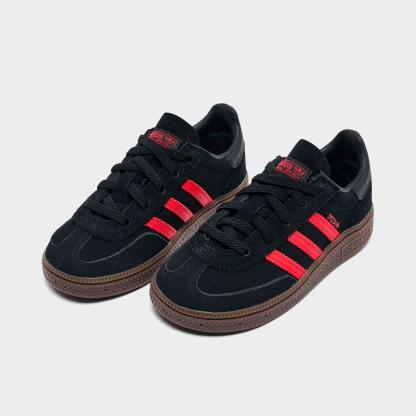 Kids' Toddler adidas Originals Handball Spezial Stretch Lace Casual Shoes - Core Black/Pure Ruby - Both shoes facing left