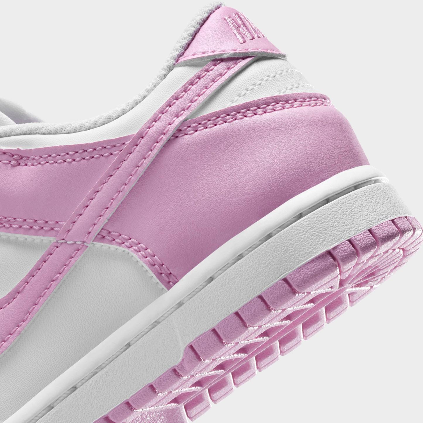 Little Kids' Nithtke Dunk Low Casual Shoes - Part 2 - White/White/White/Pink Rise - Detail shot