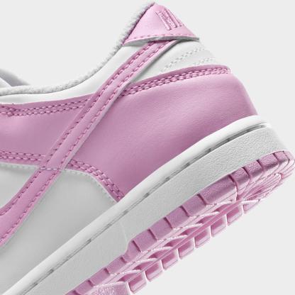 Little Kids' Nithtke Dunk Low Casual Shoes - Part 2 - White/White/White/Pink Rise - Detail shot