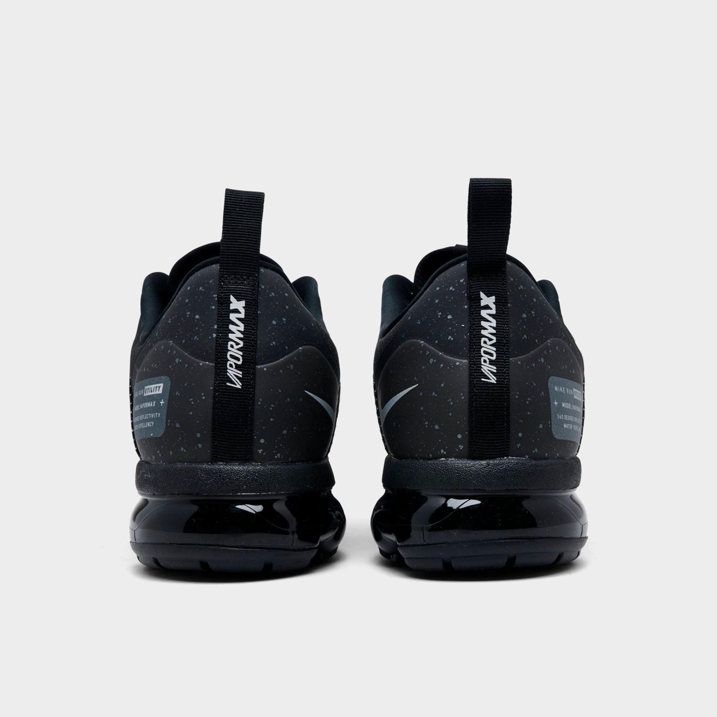 Men's Nithtke Air VaporMax Run Utility Running Shoes - Black/Reflective Silver/Black/Black - Back view
