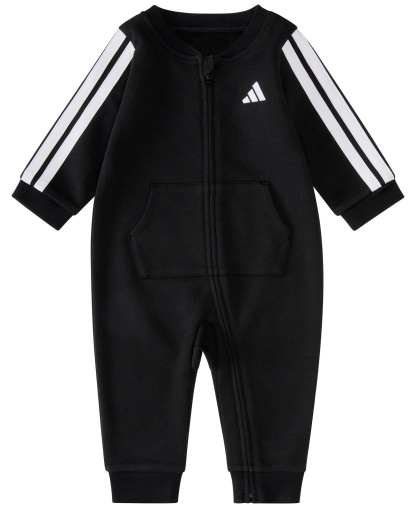 adidas Baby Boys French Terry Round Neck Long Sleeve Coverall - Black