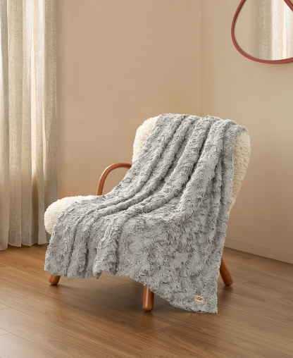 UGG® Adalee Faux Fur Throw, 50" x 70" - Seal Grey