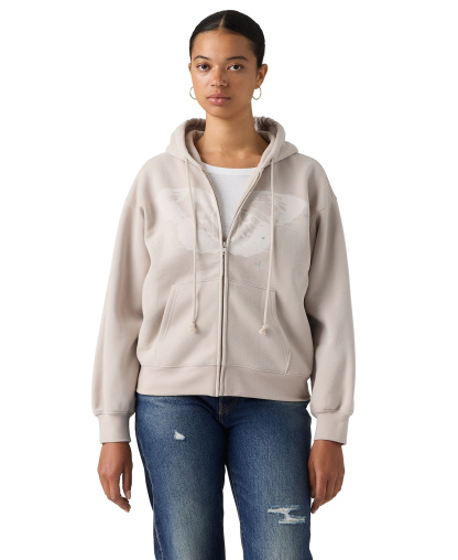 Levi's Women's Graphic Everyday Zip-Up Hoodie - HOODIE DREAMY BUTTERFLY CHATEAU GRAY