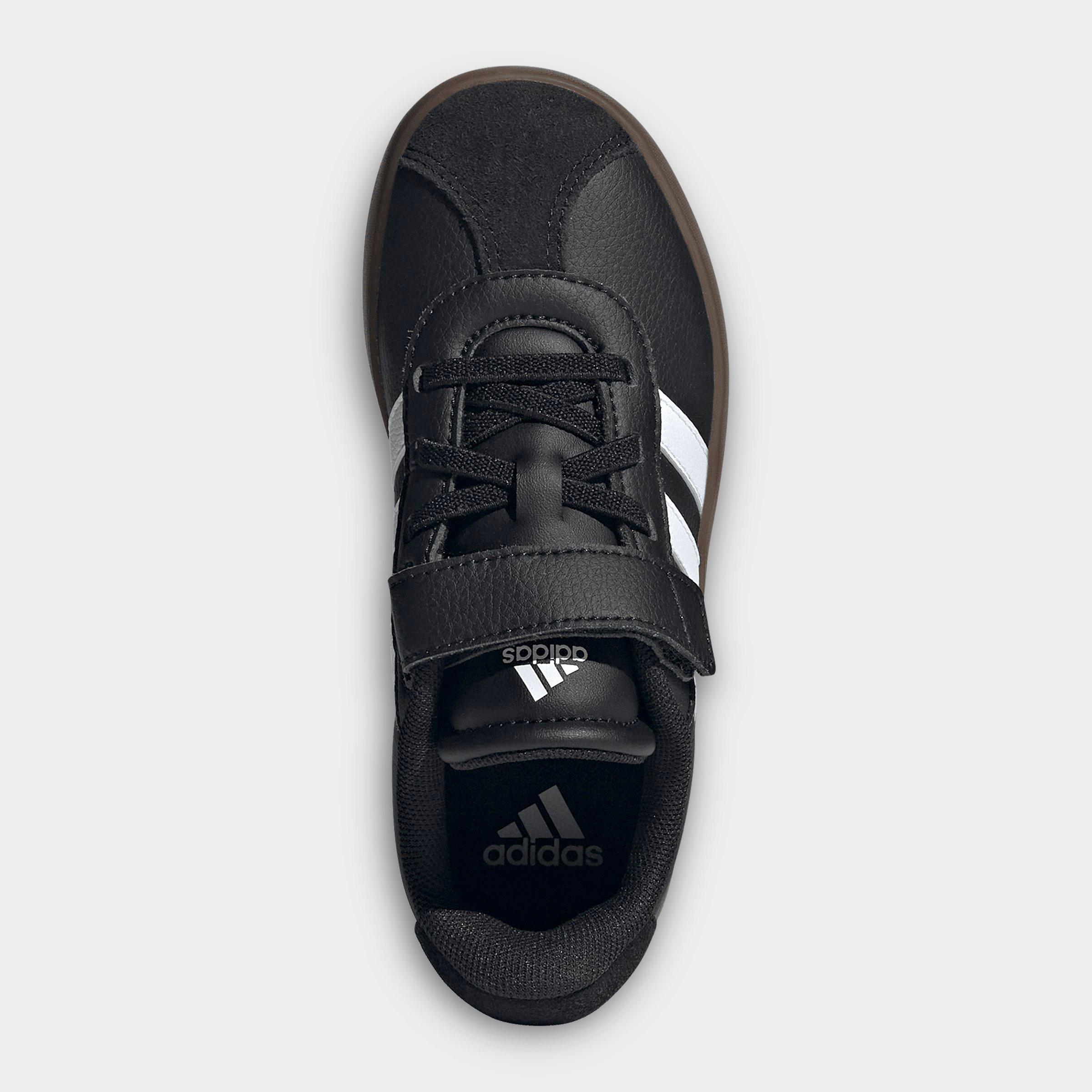 Little Kids' adidas VL Court 3.0 Hook-And-Loop Casual Shoes - Black/White - Top view