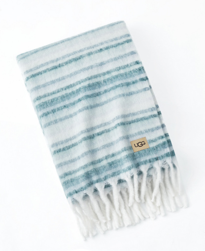 UGG® Joana Striped Throw, 50" x 70" - Silver Blue