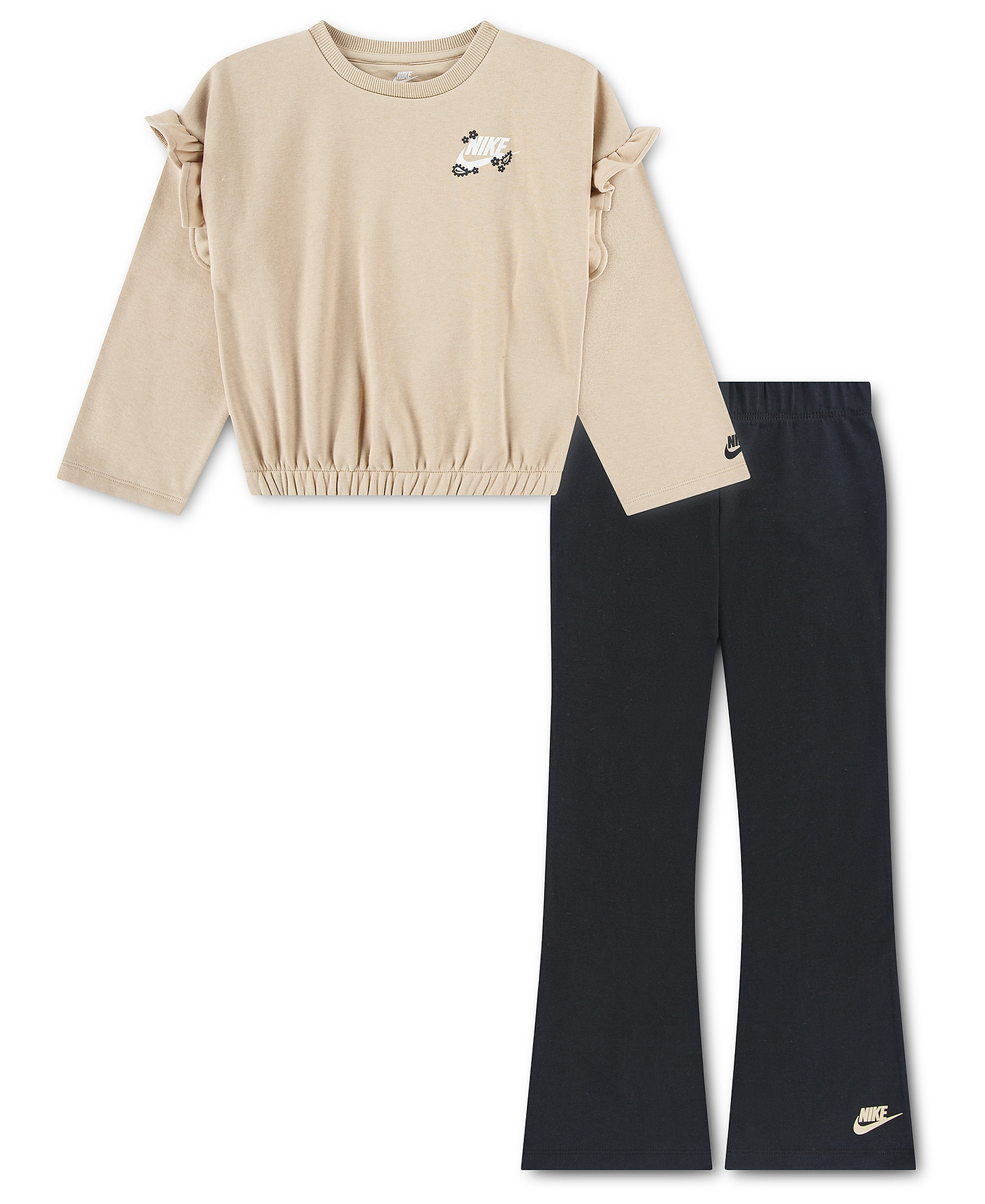 Nike Girls' 4-6X Ruffle Top and Flared Leggings, 2-Piece Set - Black