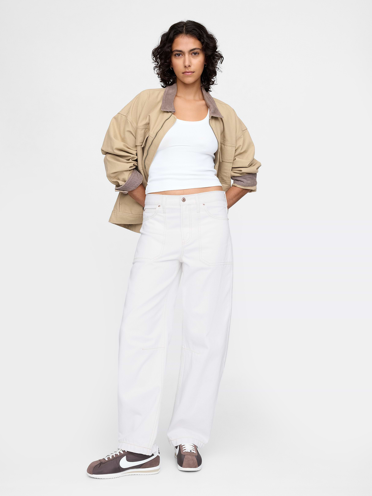 High Rise Barrel Jeans - New off white