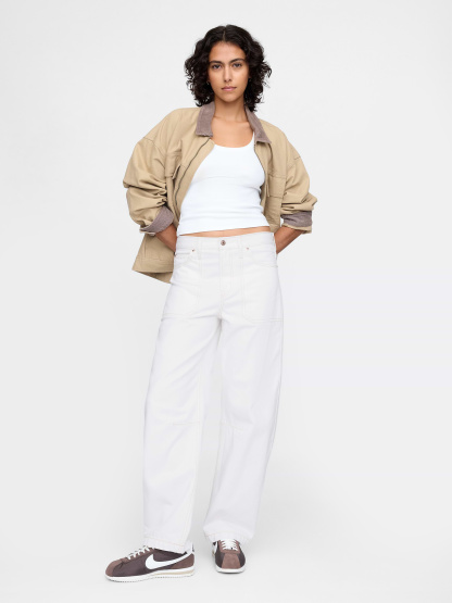 High Rise Barrel Jeans - New off white