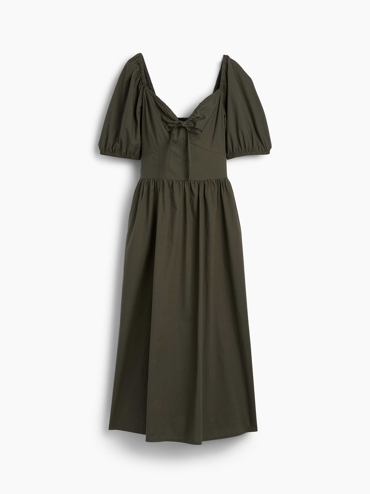 Puff-Sleeve Corset Maxi Dress - Bamboo green